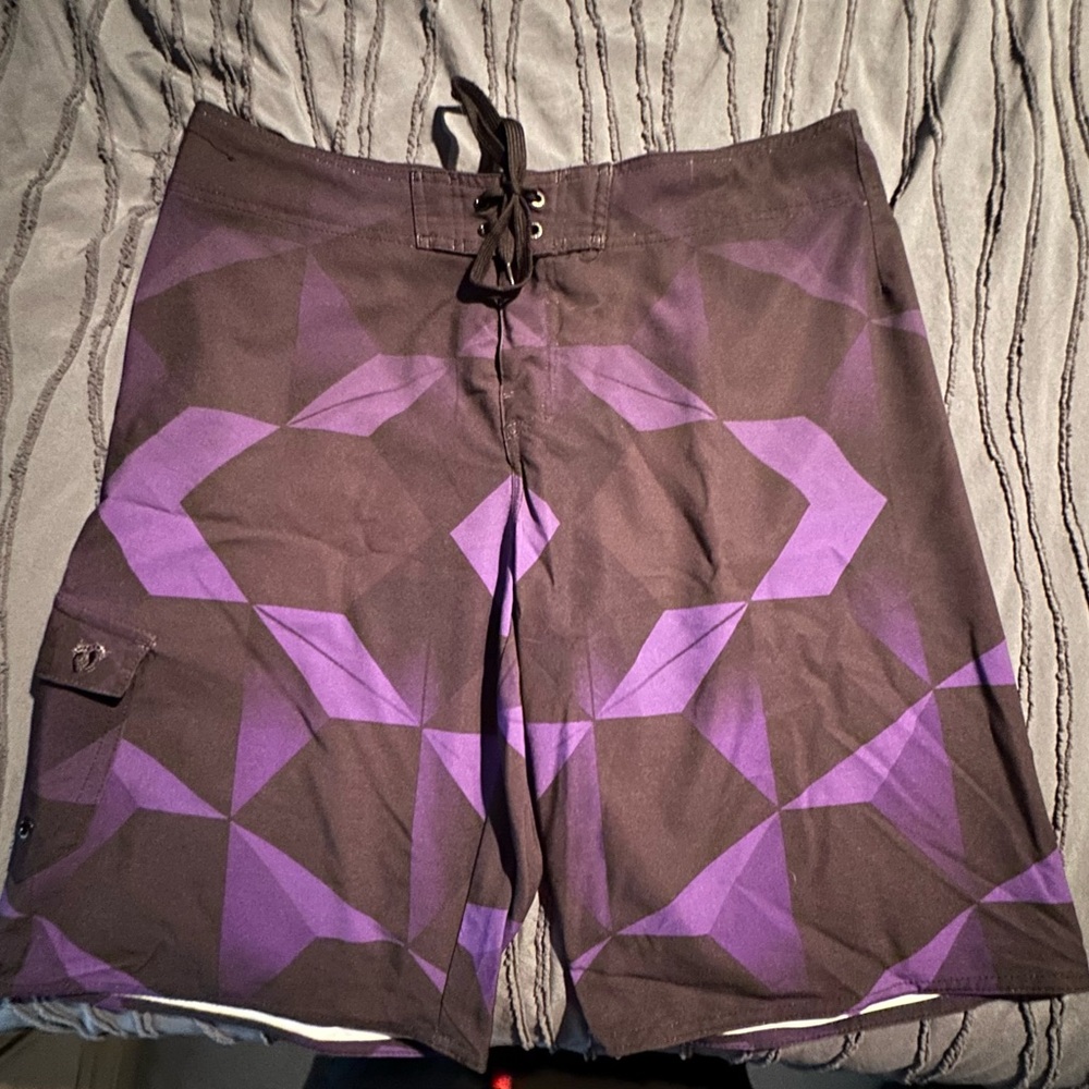 Hang ten size 34 swim shorts purple black like new worn once